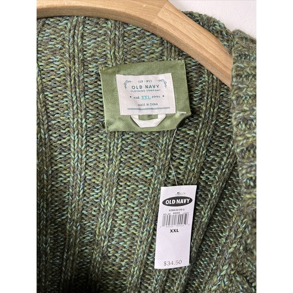 Old Navy Sweater Women Green Cable Knit Chunky Hooded Wool Blend NWT $34 - Picture 2 of 7